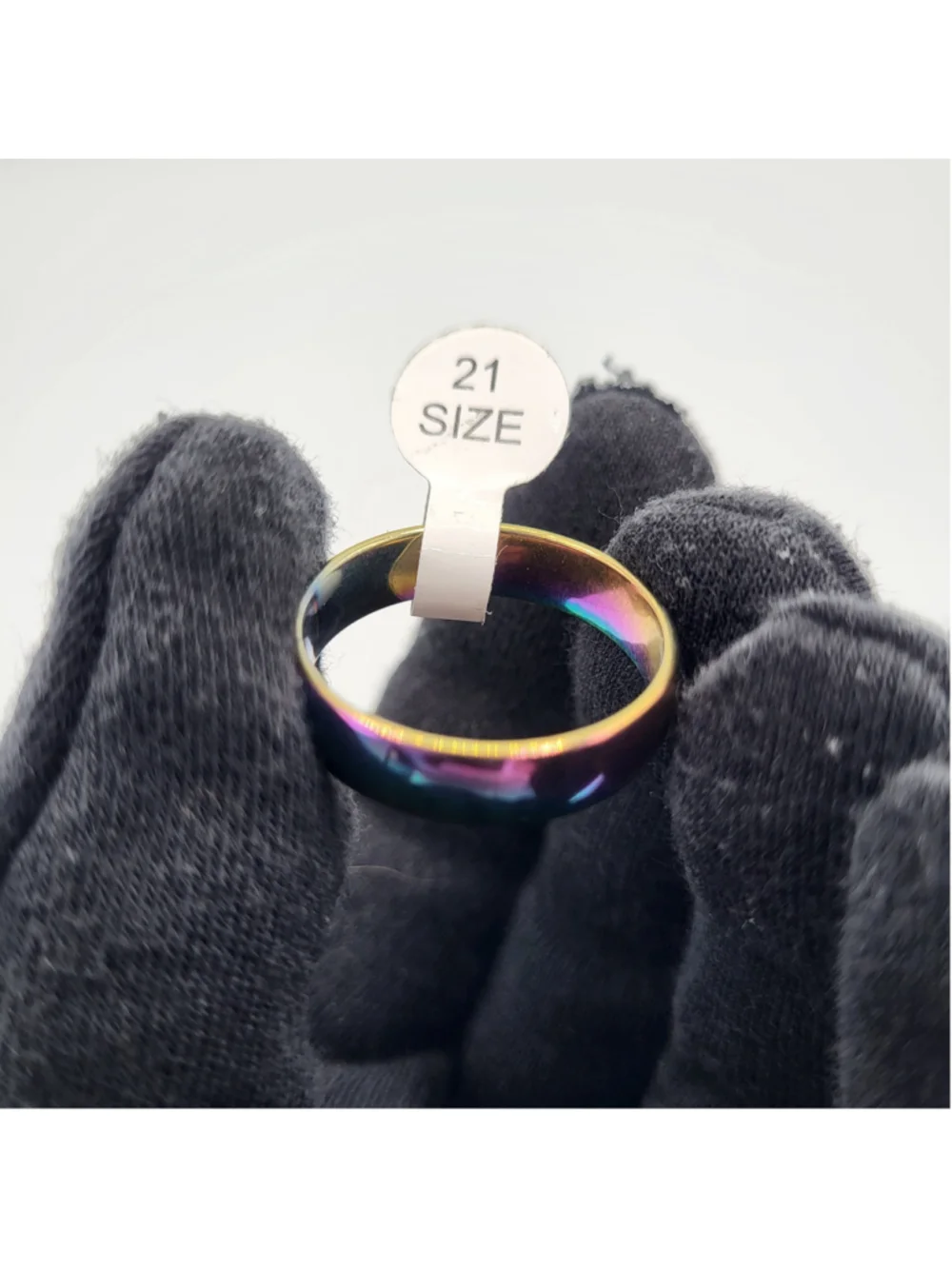 Men's US Size 11.75 Stainless Steel Rainbow Iridescent Band Ring – Unisex – NWOT